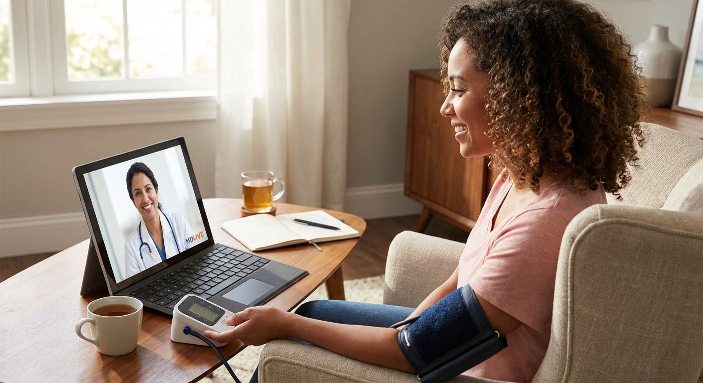 A patient engaging in a telemedicine consultation with their doctor on a laptop.