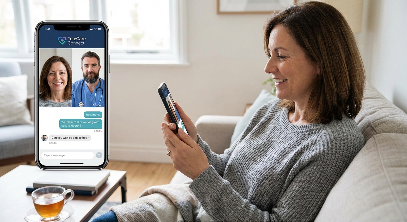 A patient using a mobile app to consult with a doctor.