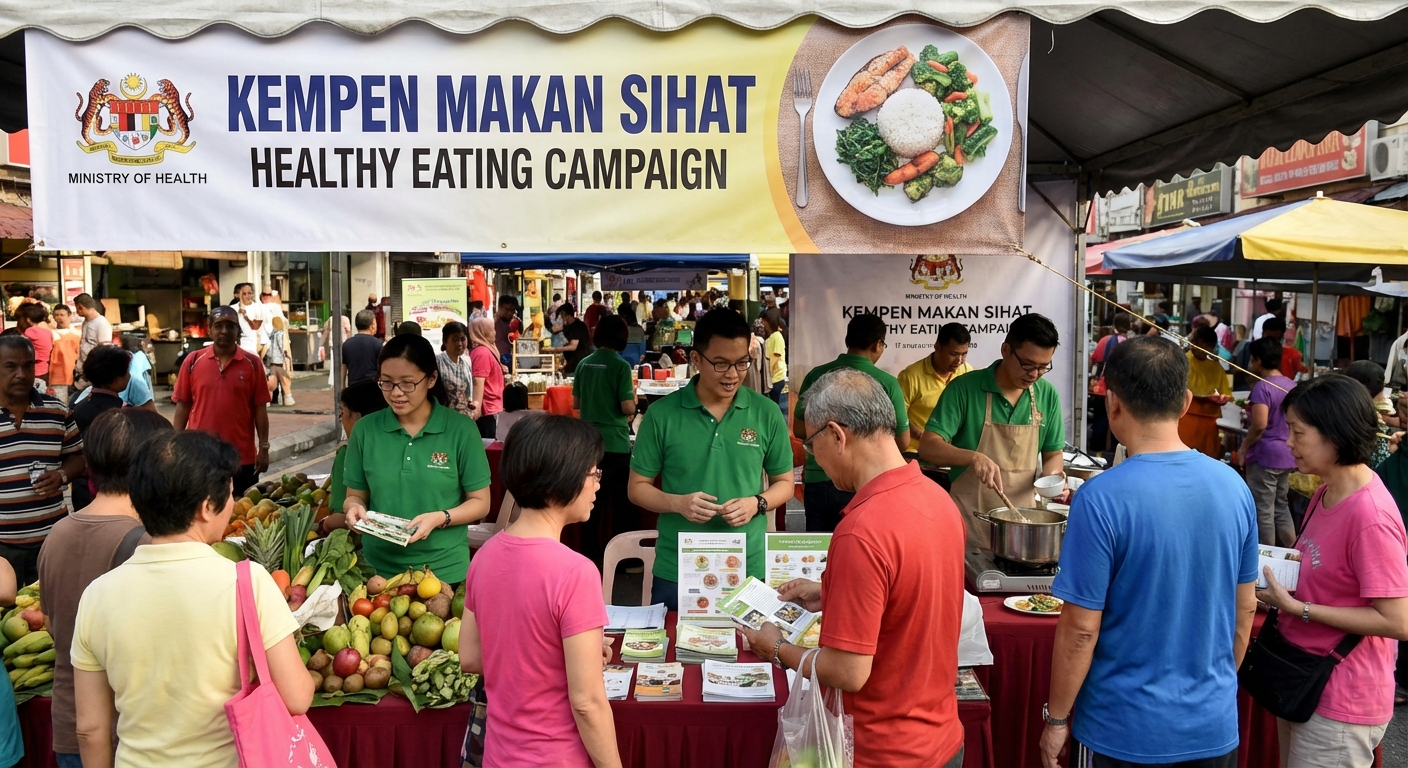 A public health campaign promoting healthy eating habits in Malaysia.