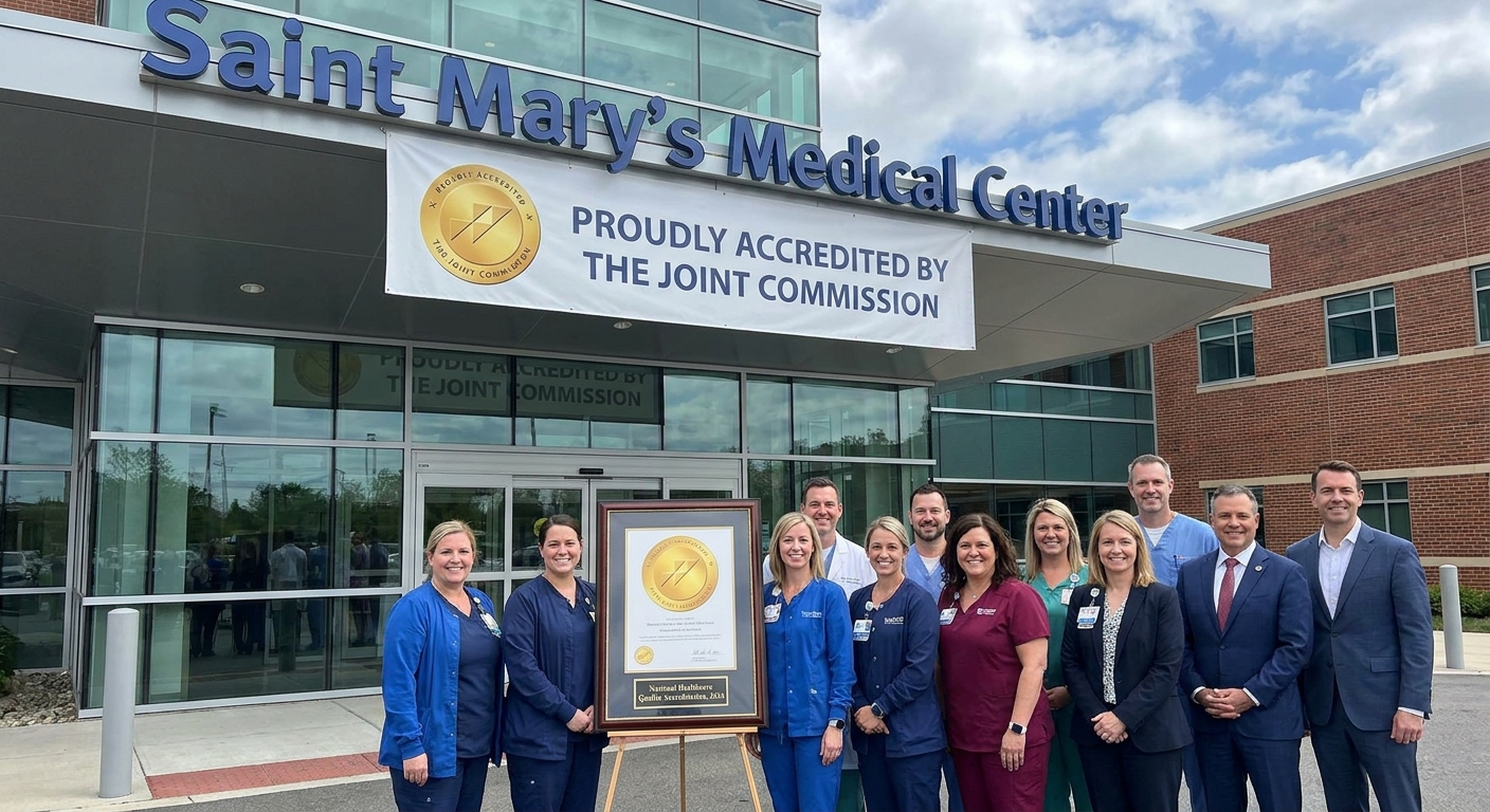 A medical facility proudly displaying its quality accreditation certificate.