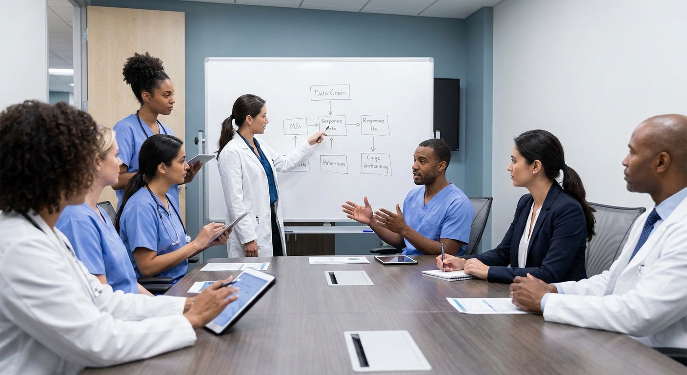 Healthcare professionals collaborating to improve patient care standards.