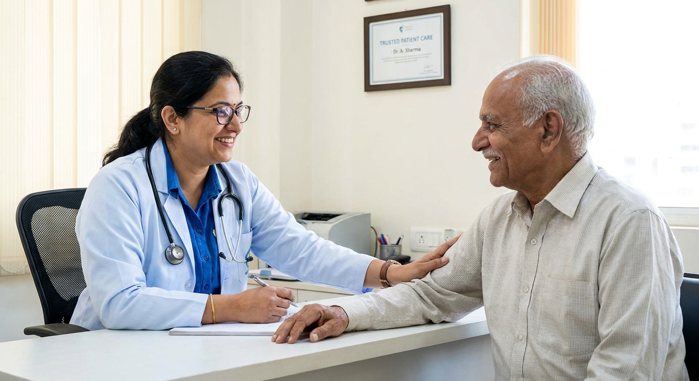 A doctor providing a consultation, symbolising trusted patient care.